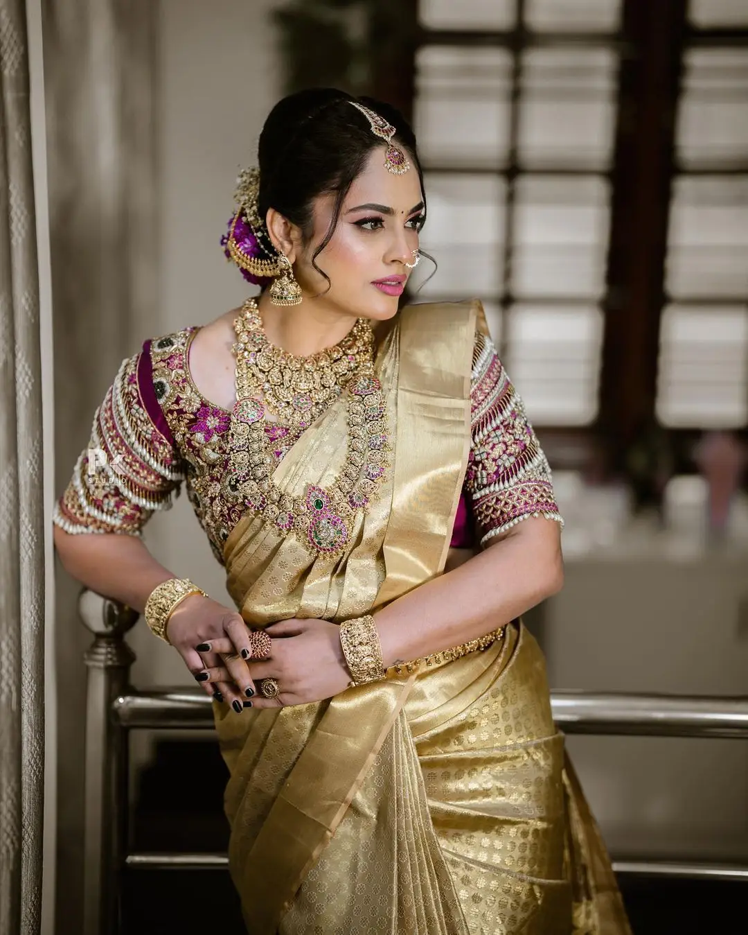 Nandita Swetha in Indian Traditional Yellow Saree Blouse